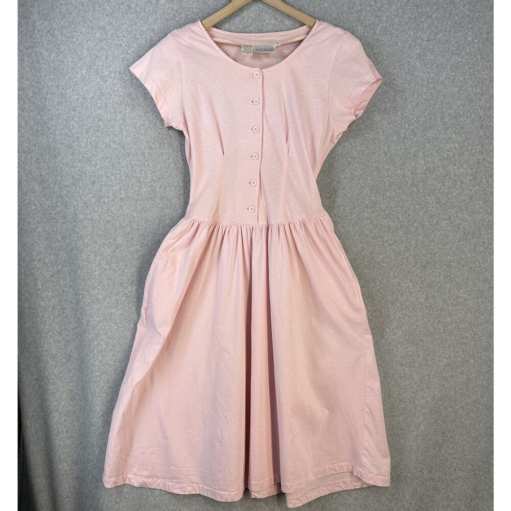 Vintage Nordstrom Petite  Pink Midi Dress M Prairie Cottagecore Country Romantic